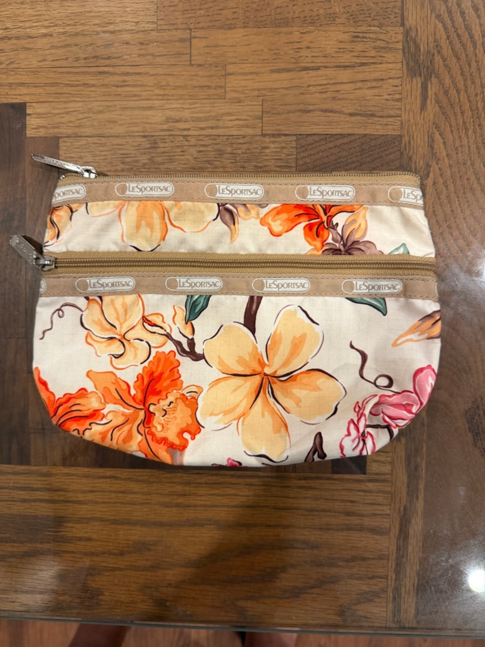 LeSportsac Floral Cosmetic Pouch in Cream, Orange, Pink